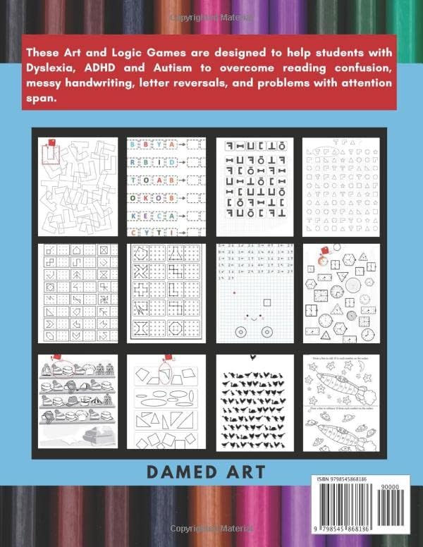 BRAIN TRAINING for kids with ADHD- 100 activities to improve writing and reading skills: Brain Training - 100 LOGIC GAMES! by Damed art