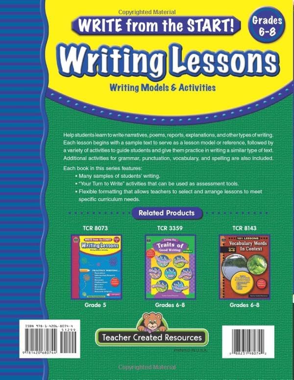 Write from the Start! Writing Lessons Grd 6-8: Writing Models & Activities by Kristine Brown