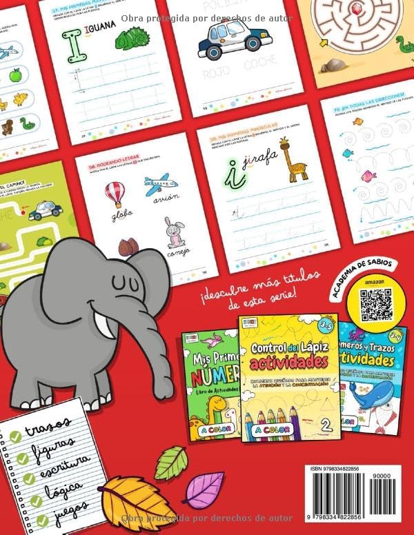 Trazos y letras Actividades: Cuaderno de Actividades para 4 y 5 años (Actividades Preescolar de Trazos y Escritura para desarrollar la Motricidad, la Atención y Concentración) (Spanish Edition) by Sr Leandro Hernandez