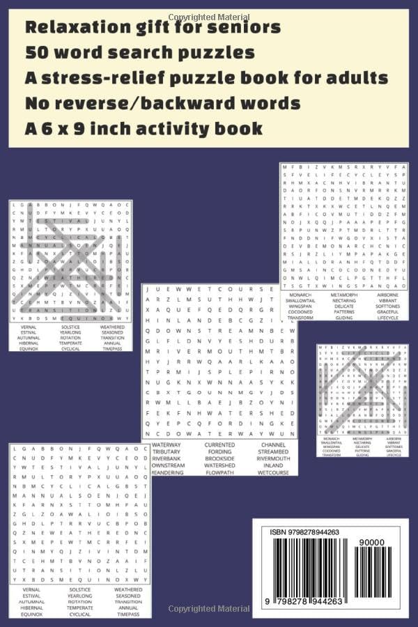 Word Search Book for Seniors: 50 puzzles of word search | Easy, calming & relaxing words to search & enjoy by Lit Lop