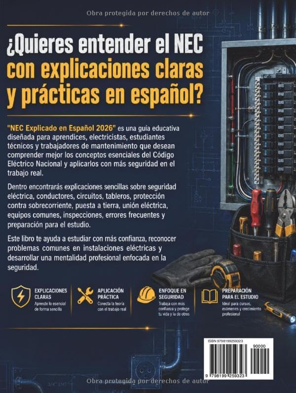 NEC Explicado en Español 2026: Guía práctica de electricidad, seguridad e instalaciones para aprendices, electricistas y estudiantes (Spanish Edition) by Juan S. Carlos