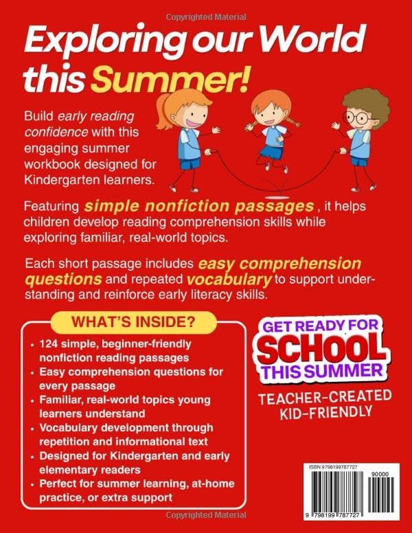 Kindergarten Summer Reading Workbook: 124 Nonfiction Reading Passages and Social Studies Activities for Early Learners Ages 4-6 by A Page Out of History
