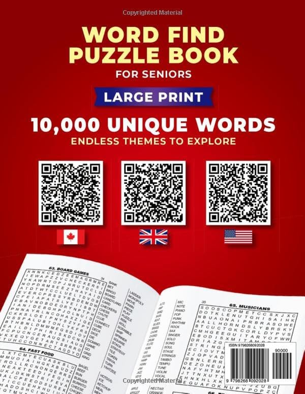 New Word Search Book for Adults: Large Print Word Find Puzzles for Seniors with 10000 Unique Words, Endless Themes to Explore by My Brain Is Busy