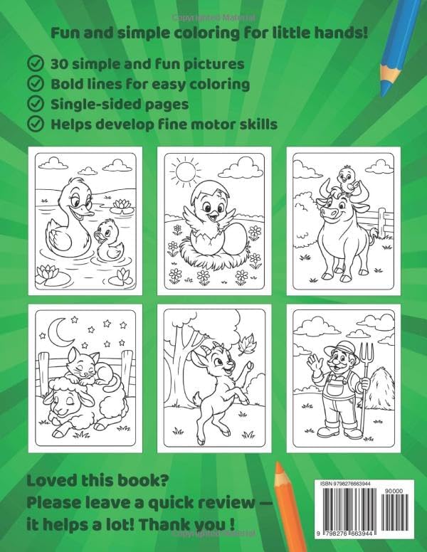 Big Farm Coloring Book for Kids (Ages 3–6): 30 Cute Farm Animals and Farm Life Coloring Pages (Big Bold Lines for Preschool) (Coloring Adventures for Kids (Ages 3–8)) by Kety Arts