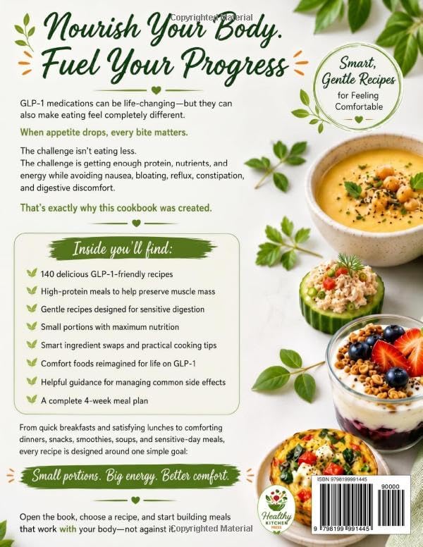 The GLP-1 Small Bites Easy Cookbook: Simple Delicious High-Protein Healthy Recipes for Weight Loss with Low Appetite, to Reduce Side Effects, Nausea and Protect Muscle Mass | 4-Week Meal Plan by Healthy Kitchen Press