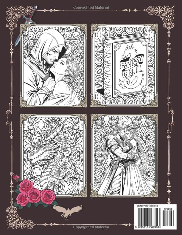 Whispers Of Romantasy - A Coloring Book For Fantasy Romance Lovers: Enchanting Bookish Romantasy Scenes to Color With Quotes, Beautiful Creatures, ... Dragons, Fierce Warriors & Passionate Love by Anett Jazmin