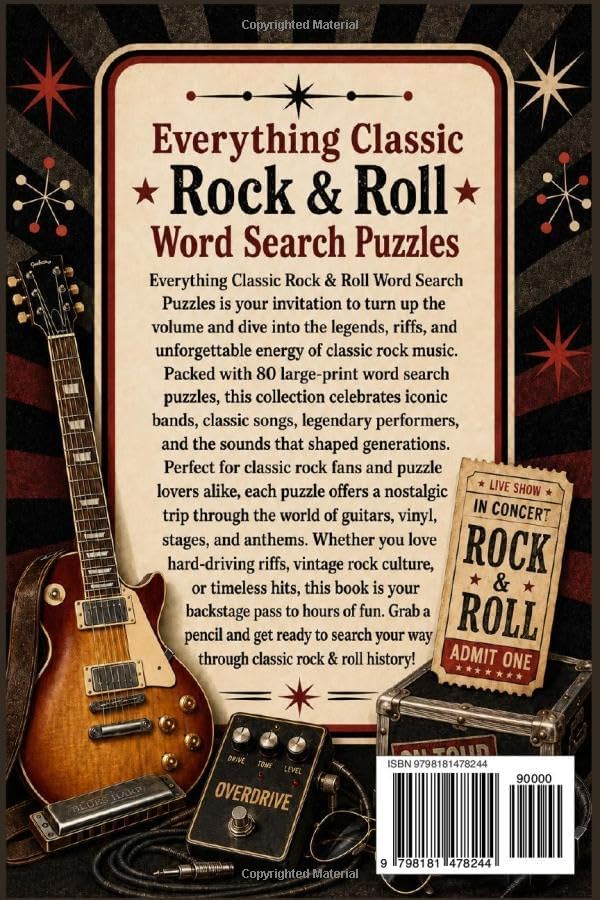 Everything Classic Rock and Roll Word Search Puzzles: For Adults and Seniors (The Nostalgia Word Search Collection) by Henry Wow