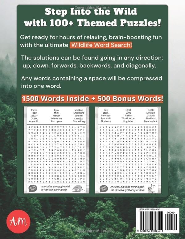 Wildlife Word Search Book for Adults: Large Print Puzzles for Adults and Seniors to Relax with Big Word Finds and Fun Facts About Animals from Around the Globe (Themed Word Search Books) by Andy Moore