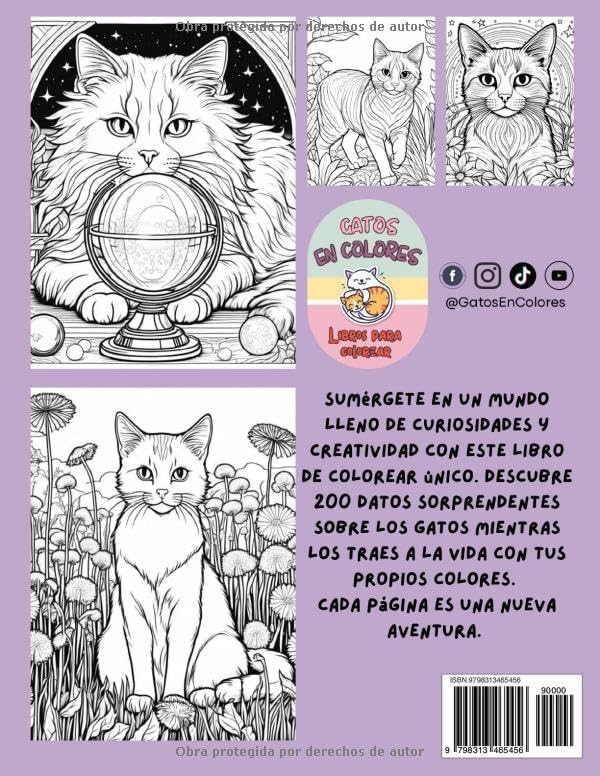 EL MUNDO DE LOS GATOS: Un libro de colorear con 201 ilustraciones y 200 datos curiosos para todas las edades. (Spanish Edition) by Lila Urbano