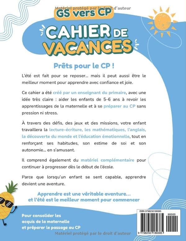 Cahier de Vacances GS vers CP: Toutes les matières pour accompagner les enfants de 5 ans de la grande section de maternelle vers le CP (French Edition) by Apprendre Facilement