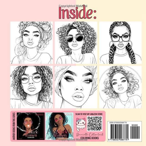 52 Black Women Coloring Book: Beautiful Portraits of African American Ladies, Featuring Black Girls and Brown Beauties for Teens and Adults by Danielle Cottontail