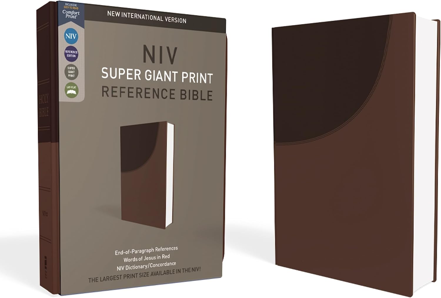 NIV, Super Giant Print Reference Bible (Font Size: 16.5-point), Leathersoft, Brown, Red Letter, Comfort Print by Zondervan