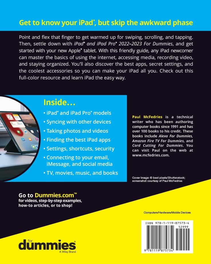 Ipad and Ipad Pro for Dummies by Paul McFedries