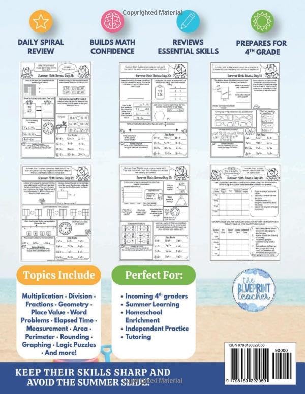 3rd Grade Summer Math Workbook Daily Review and Skill Practice: For Incoming 4th Grade by Kerry Pronio