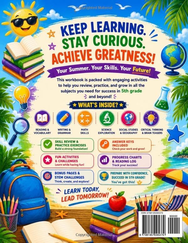 Summer Bridge Workbook Grade 4 to 5: A Summer Learning Adventure with Reading, Writing, Math, Science, Social Studies, Critical Thinking, Fun ... Keys for a Confident Start to 5th Grade by Dr Crawford Allison