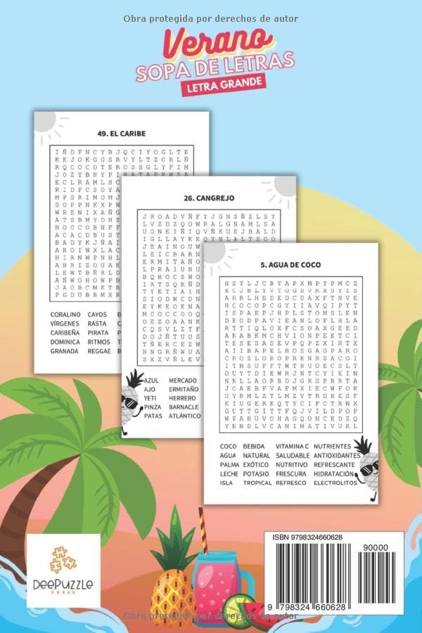 Verano Sopa de Letras, Letra Grande para Adultos, Personas Mayores y Adolescentes: Spanish Summer Word Search Large Print, 1800+ Words for Adults, Seniors & Teens. (Spanish Edition) by Deepuzzle Press