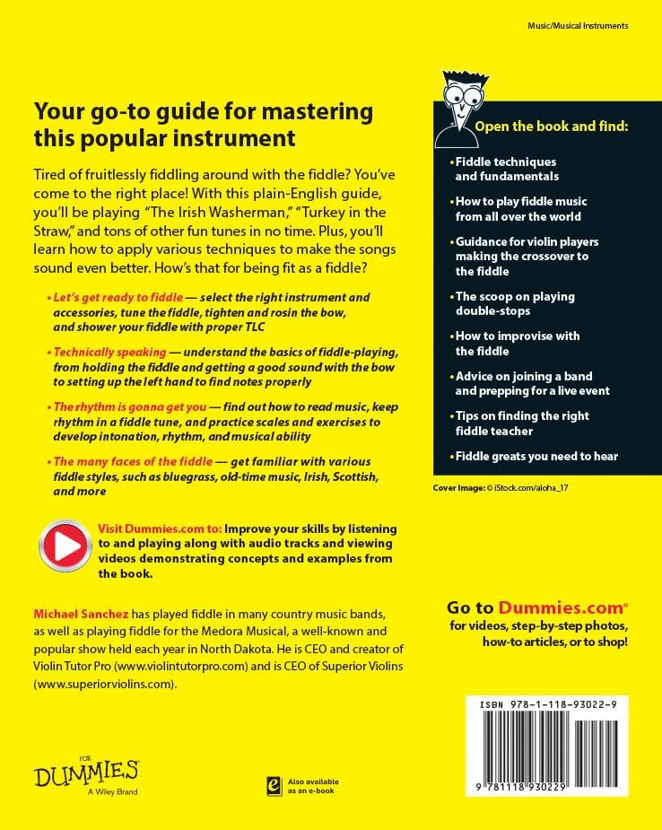 Fiddle For Dummies: Book + Online Video and Audio Instruction by Michael Sanchez