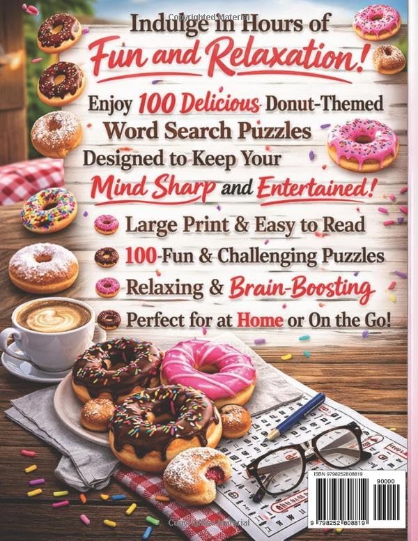 DONUTS WORD SEARCH PUZZLES FOR SENIORS: LARGE PRINT EASY WORD SEARCH WITH SOLUTIONS -FUN, RELAXING BRAIN GAMES TO IMPROVE MEMORY by Brian R Flynn