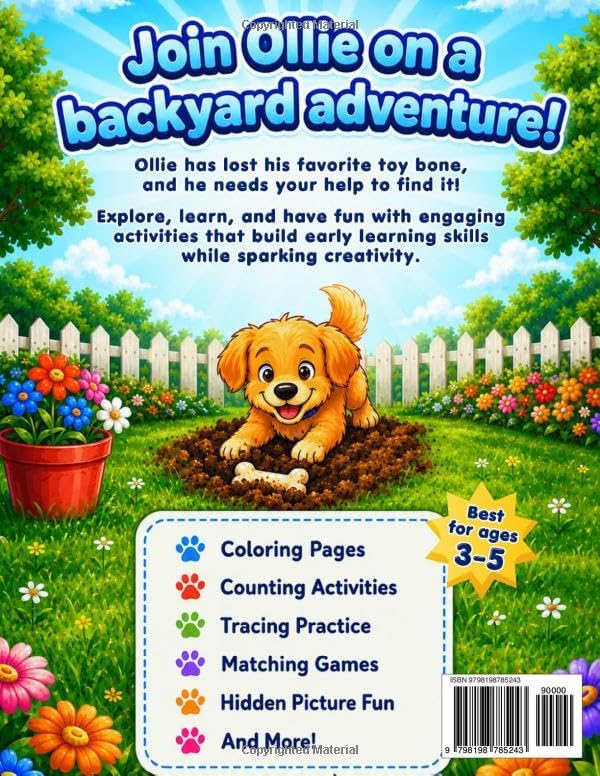 Ollie's Missing Bone: Preschool Coloring and Activity Book (Life with Ollie) by Kate Bass