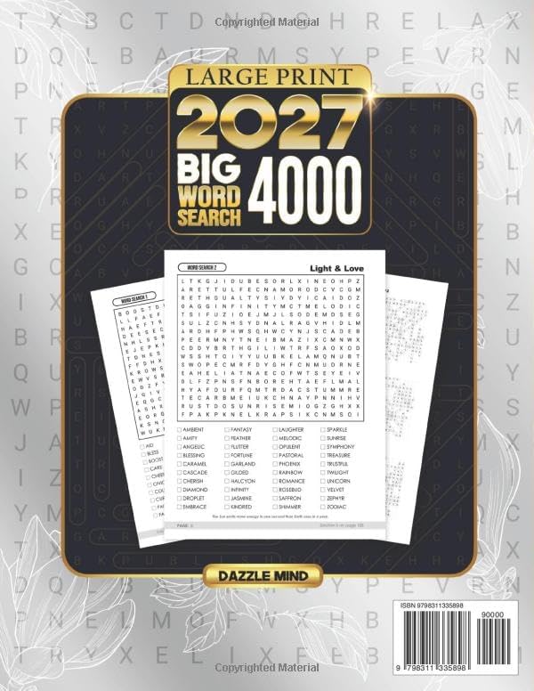 Word Search Books for Adults Large Print Puzzle: Big Word Find Puzzles for Adult & Seniors To Keep Mind Busy, Activity Games for Elderly Men Women ... Relaxing (Large Print Gifts 2027 Edition) by Dazzle Mind