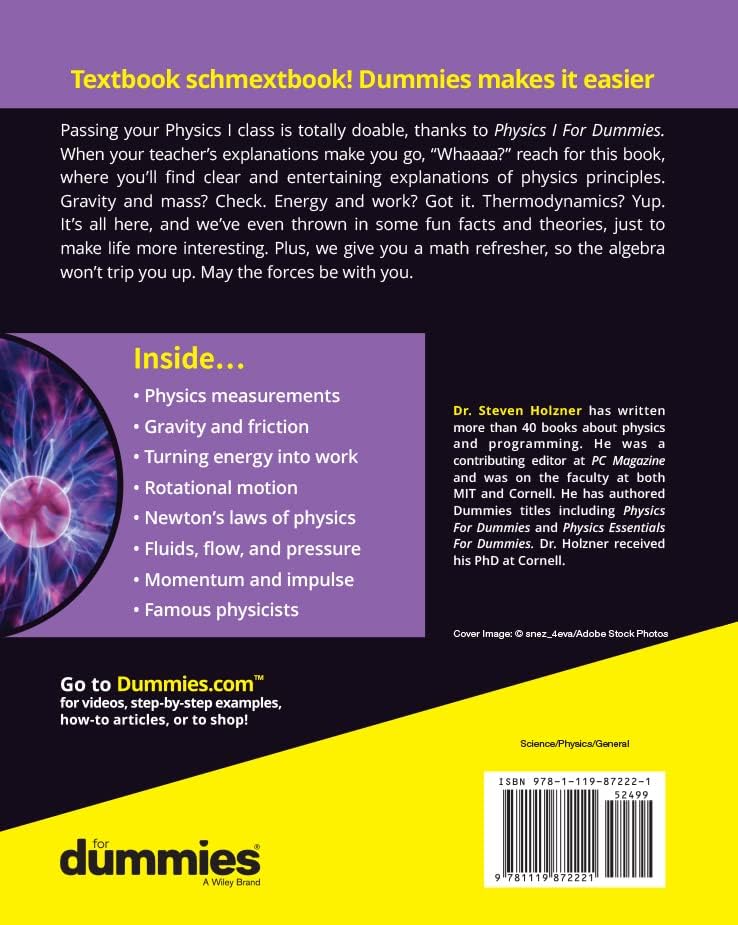 Physics I For Dummies by Steven Holzner