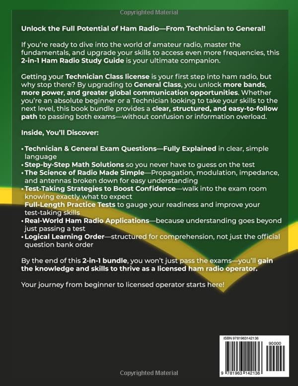 Ham Radio Technician + General Class License Study Guide: From Beginner to Licensed! Master the Fundamentals of Amateur Radio, Ace Both FCC Exams and ... Confidence (Ham Radio License Study Guides) by Morse Code Publishing
