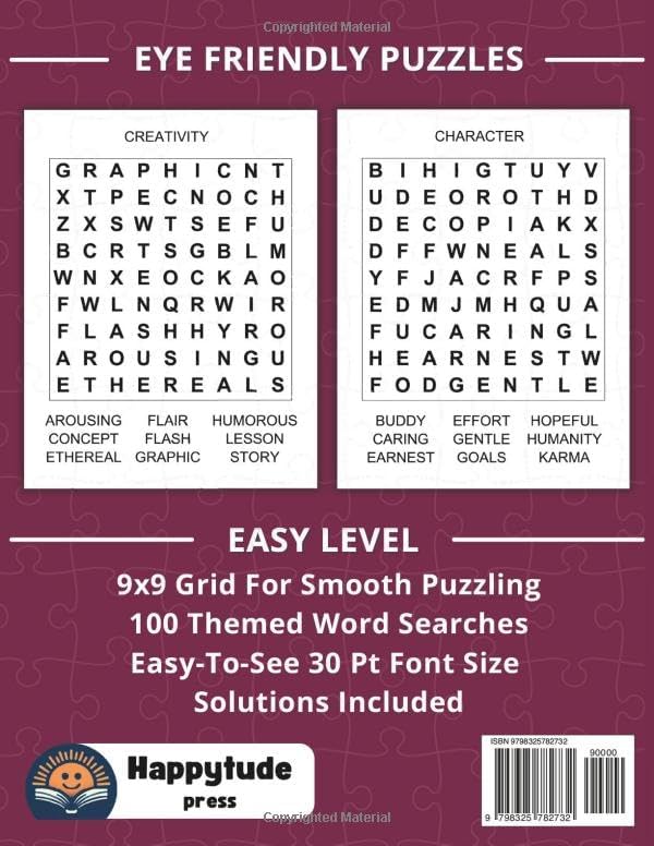 Extra Large Print Word Search: Easy Word Find Book For Seniors & Adults; 100 Themed Puzzles With Very Big Letters (Jumbo 30 Pt Font Size) - Anti Eye ... Letters (30 Font Size) To Have Fun And Relax) by Happytude Press