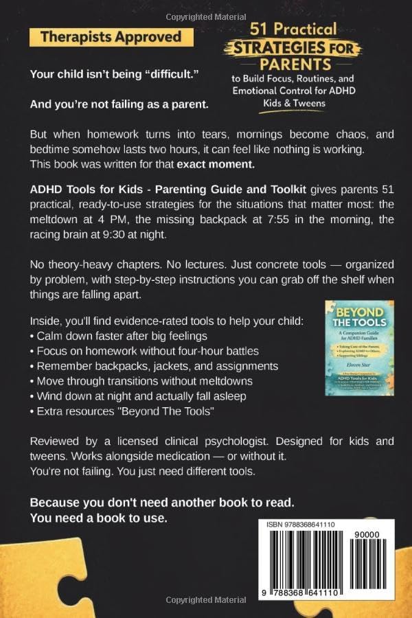 ADHD Tools for Kids: 51 Practical Strategies for Parents to Build Focus, Routines, and Emotional Control for ADHD Kids and Tweens by Eloven Star