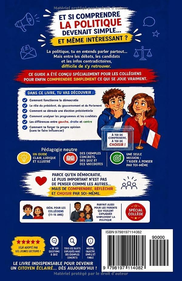 Présidentielle 2027 : le guide de survie des jeunes citoyens : Le guide Ludique pour les ados et leurs parents: Élections, président, médias, fake ... comprendre la France de 2027 (French Edition) by Editions Jeunesse Politique