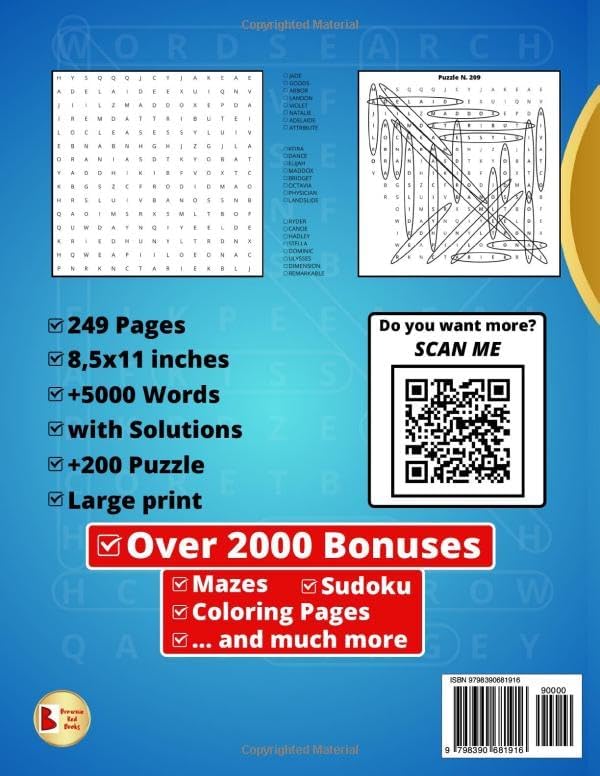 5000 Words Large Print Word Search for Adults & Seniors: Keep Your Mind Sharp and Prevent Dementia and Alzheimer’s With Brain-Stimulating Puzzles. Solutions Included - Jumbo Edition by Brownie Red Books