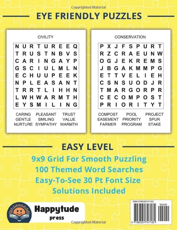 Extra Large Print Word Search: Easy Word Find Book For Seniors & Adults; 100 Themed Puzzles With Very Big Letters (Jumbo 30 Pt Font Size) - Anti Eye ... Letters (30 Font Size) To Have Fun And Relax) by Happytude Press
