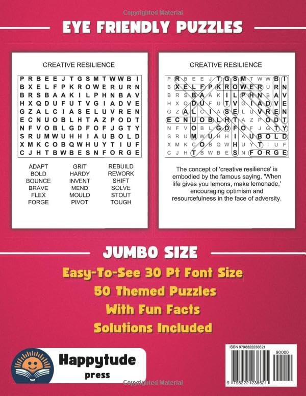 Extra Large Print Word Search: Jumbo Word Search For Seniors & Adults | 50 Themed Puzzles With Fun Facts And Very BIG Letters (30 Font Size) | ... Seniors - With Fun Facts And Jumbo Solutions) by Happytude Press