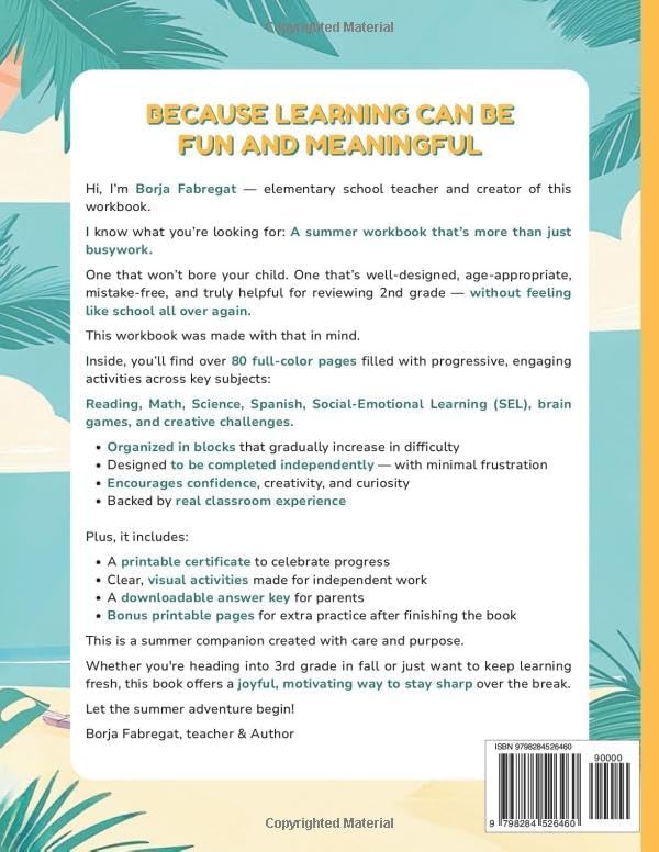 2nd to 3rd Grade Summer Workbook: Fun, Confidence-building Activities in Reading Comprehension, Math, Science, Spanish, and SEL to prepare for 3rd Grade by Elementary Made Easy