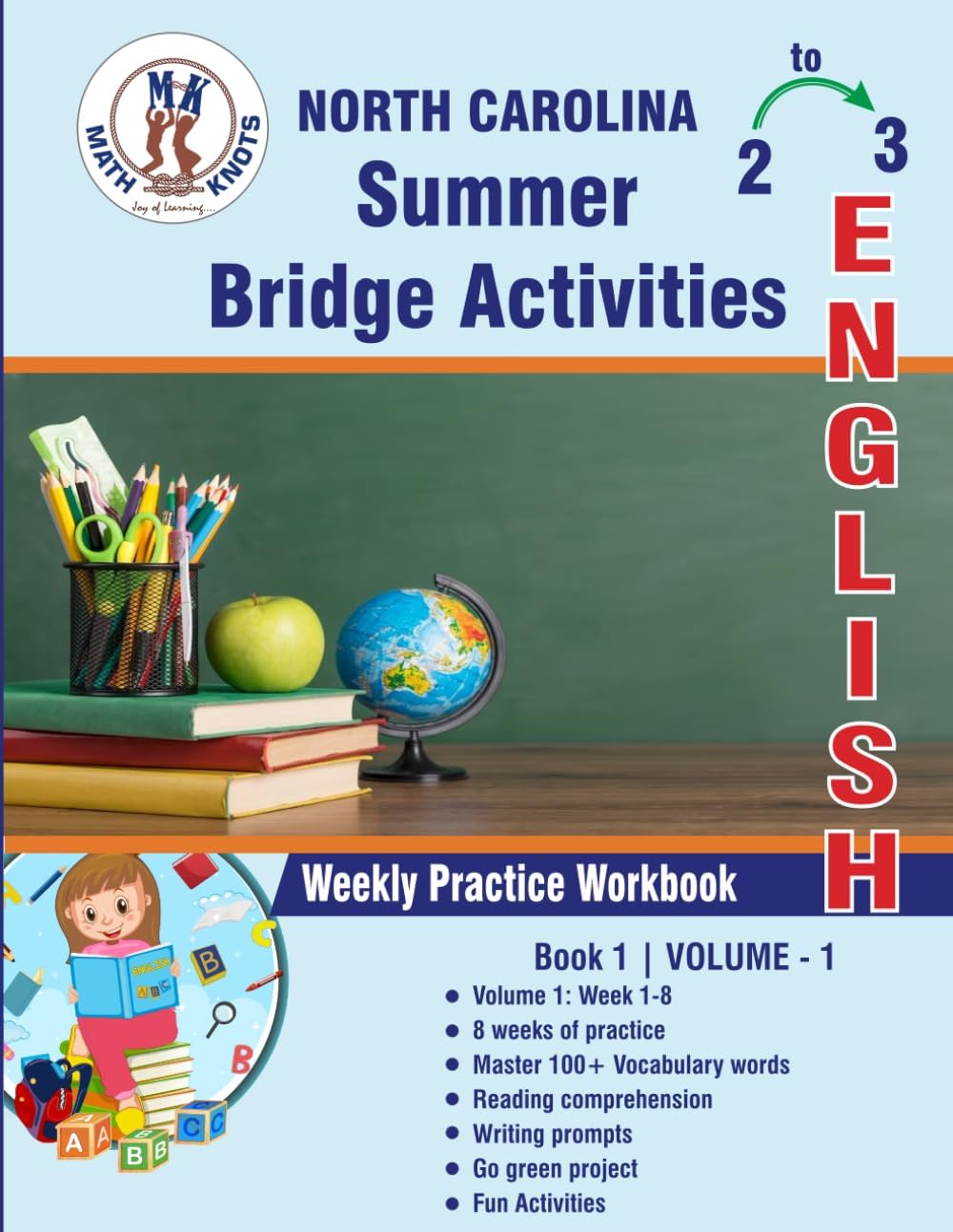 GRADE 2 to 3 : NORTH CAROLINA Summer English Bridge Activities (North Carolina ( NCEOG ) State Test Prep by Math-Knots) by Math-Knots