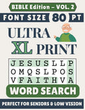 Ultra XL 80-pt Print Bible Word Search (VOL. 2): Designed for Seniors | 60 Bible Themed Puzzles | 8.5x11 Inches | Thoughtful Gift for Parents, Grandparents & Loved Ones (Ultra XL Print Word Search) by SG Books