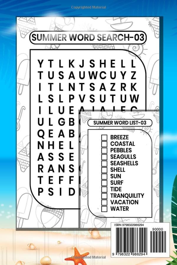 Summer Beach Word Search for Adults and Seniors in Large Print: Relaxing Word Find Activity Book With Puzzles and Solutions to Active and Exercise Your Brain by A.J Publisher Puzzles