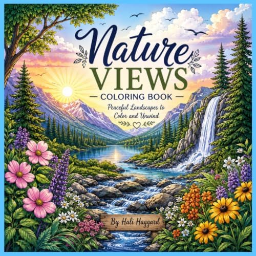 Nature Views Coloring Book: Peaceful Landscapes to Color and Unwind by Hali Haggard