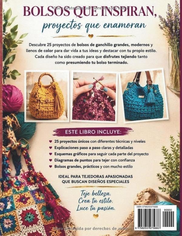 EL GRAN LIBRO DE LOS BOLSOS DE GANCHILLO: 25 proyectos grandes, modernos y coloridos para crear bolsos con estilo paso a pasocon esquemas gráficos y diagramas de puntos BO (Spanish Edition) by Laura Magnelli