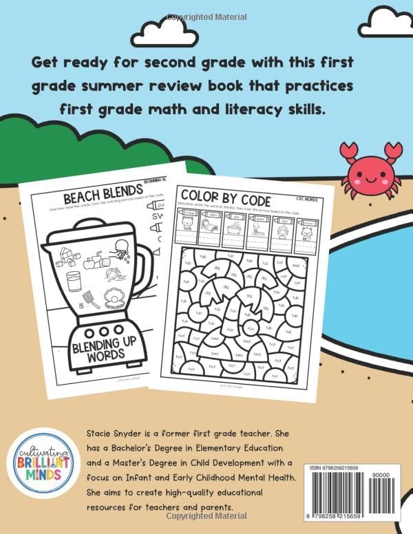First Grade Summer Review Book: Math and Literacy: 1st to 2nd Grade Summer Workbook by Stacie Snyder