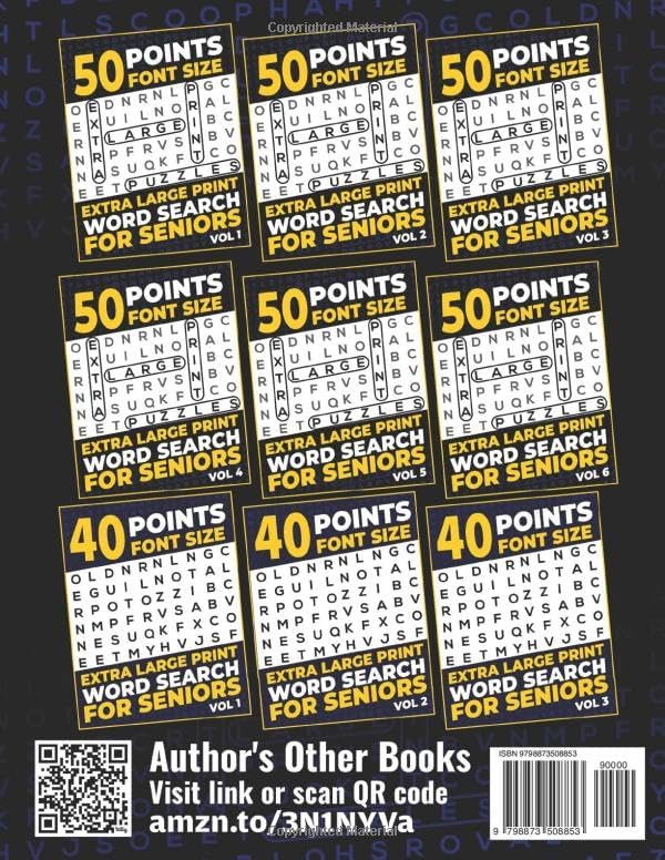 50 Points Font Size Extra Large Print Word Search for Seniors: 50 XXL Jumbo Print puzzles with 1000 words - Vol 3 by Firefly Press