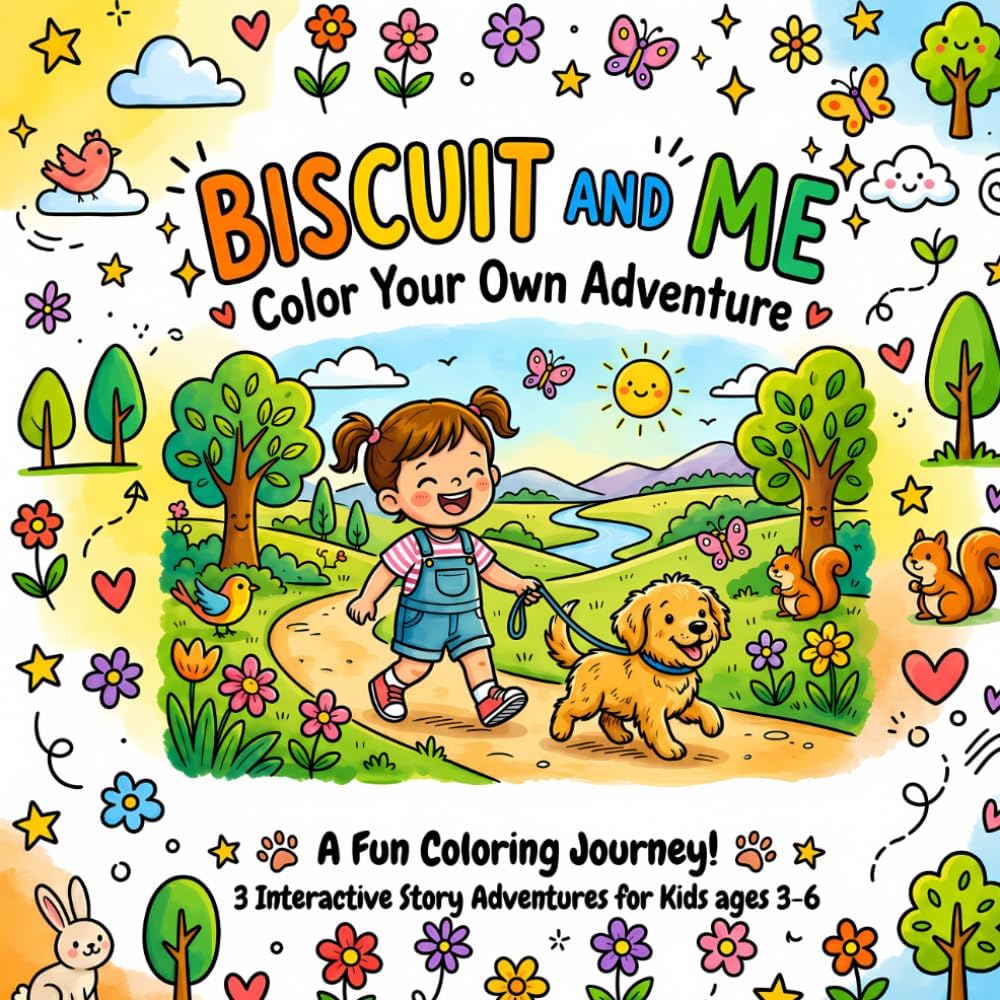 Biscuit and Me: Color Your Own Adventure: A Fun Coloring & Story Activity Book for Kids Ages 3-6 : 3 Interactive Story Adventures, Story Prompts, Activities, and Imagination Play by Curious Minds Studios