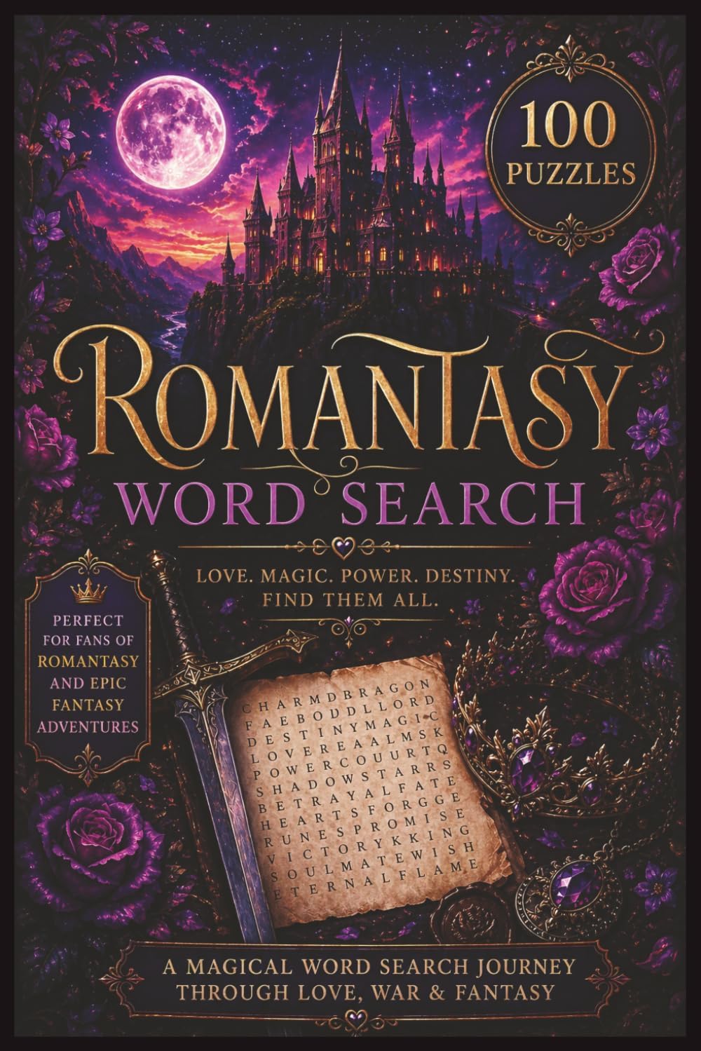 Romantasy Word Search: A Magical Puzzle Book of Love, Magic, Power & Destiny – 100 Puzzles by Tina Press