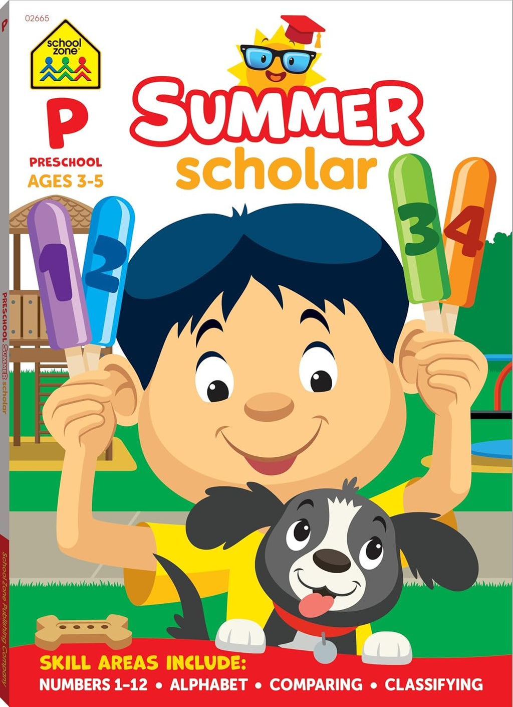School Zone Preschool Summer Scholar Workbook: 80 Pages, Toddler, Pre-K, ABCs, Alphabet, Basic Phonics, Writing Skills, Early Math & Numbers, Colors & Shapes, Ages 3-5 by School Zone