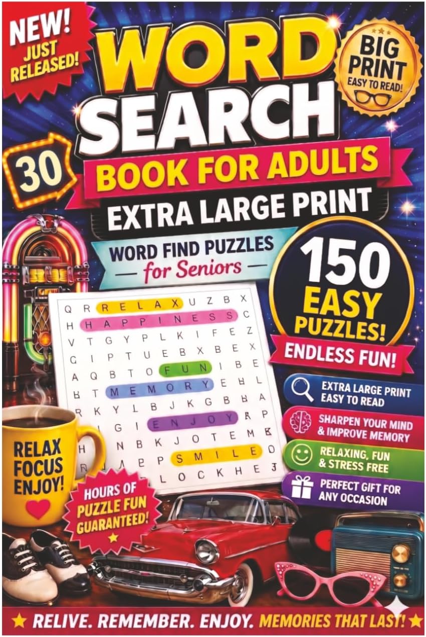 Easy Jumbo Word Search for Seniors: Extra-Large Print Puzzles for Relaxation, Focus, and Brain Health by Charles P Sherry Jr