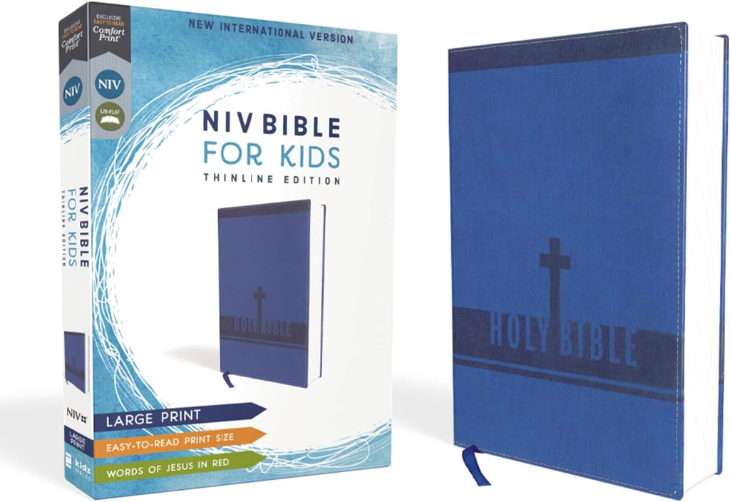 NIV, Bible for Kids, Large Print, Leathersoft, Blue, Red Letter, Comfort Print: Thinline Edition (Easy-to-Read, Easy-to-Carry) by Zondervan