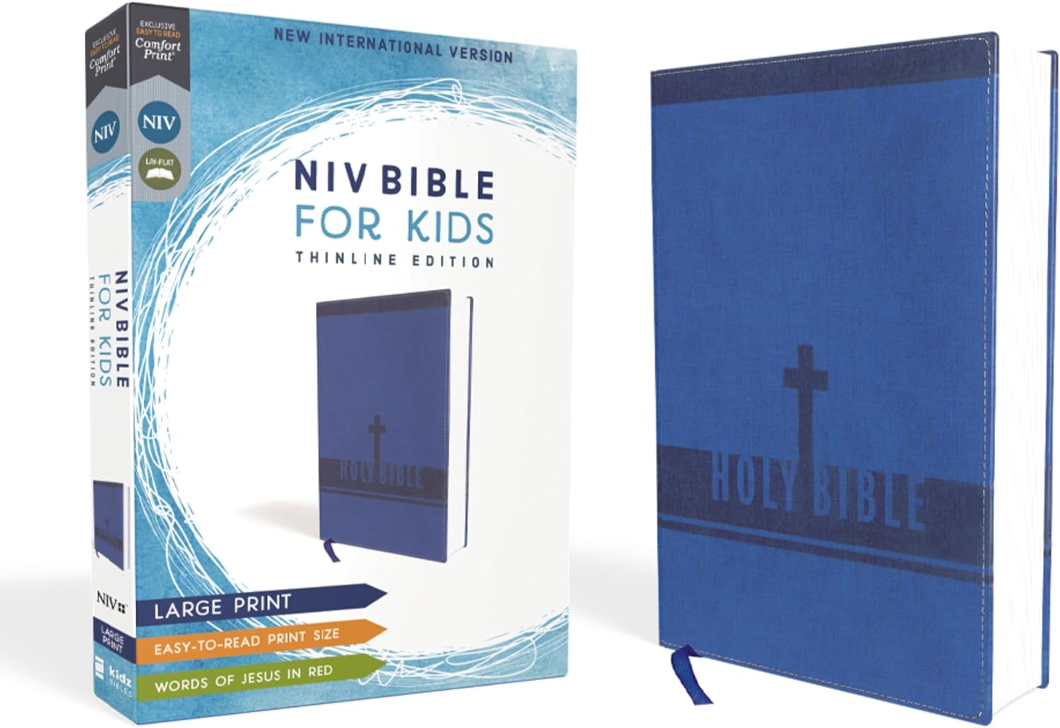 NIV, Bible for Kids, Large Print, Leathersoft, Blue, Red Letter, Comfort Print: Thinline Edition (Easy-to-Read, Easy-to-Carry) by Zondervan