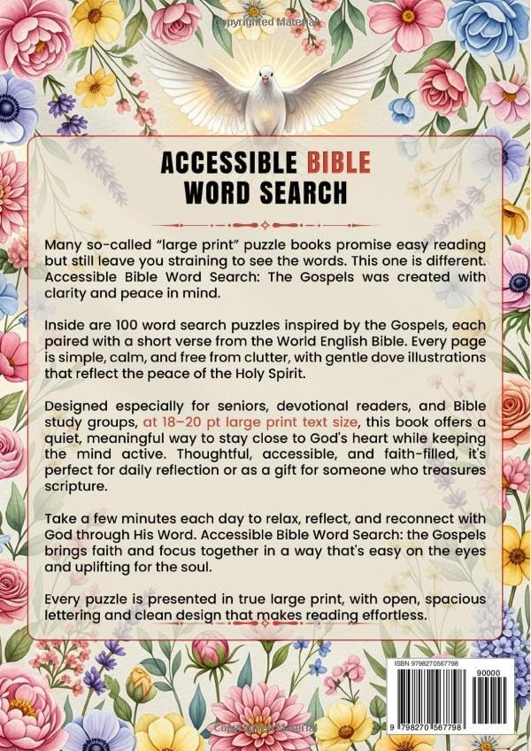 Accessible Bible Word Search: The Gospels: 100 Large Print, Easy to Read Puzzles for Seniors, Adults, and Bible Study by Conor Lynott