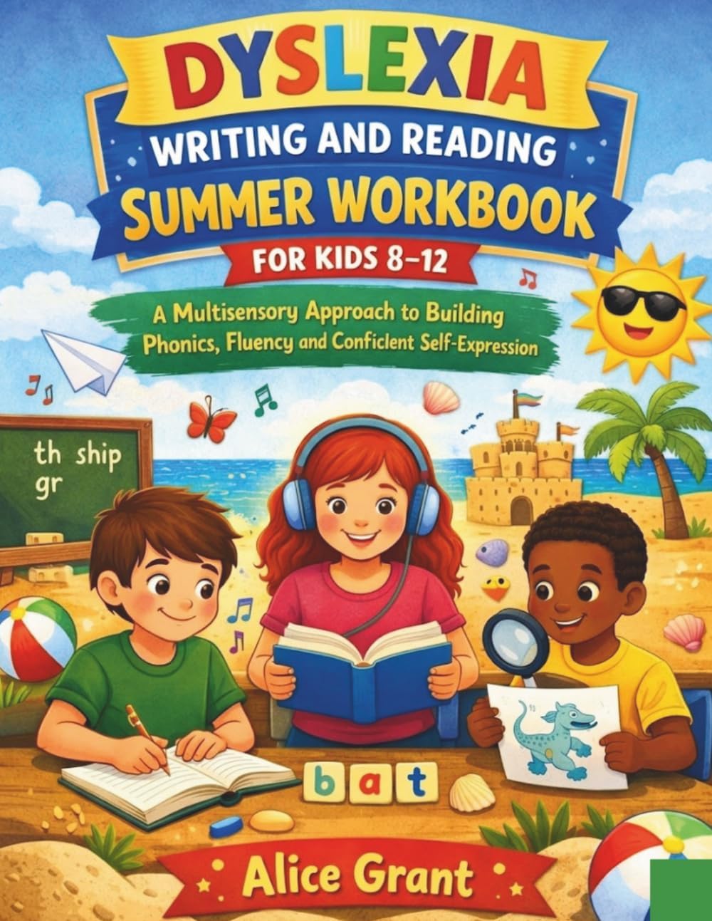 Dyslexia Writing and Reading Summer Workbook for Kids 8–12: A Multisensory Approach to Building Phonics, Fluency and Confident Self-Expression by Alice Grant