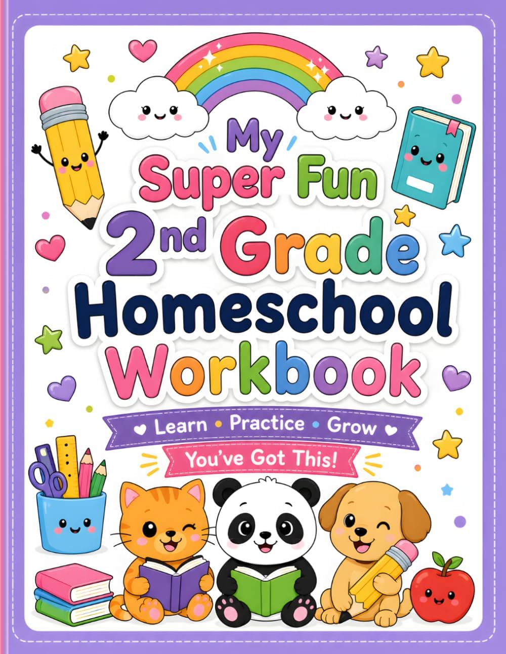 My Super Fun 2nd Grade Homeschool Workbook: Fun and Encouraging Reading, Writing, Phonics, Math, Science, Social Studies and Life Skills Activities to Build Confidence in Kids Ages 7 to 8, Grade Two by Sage Coral