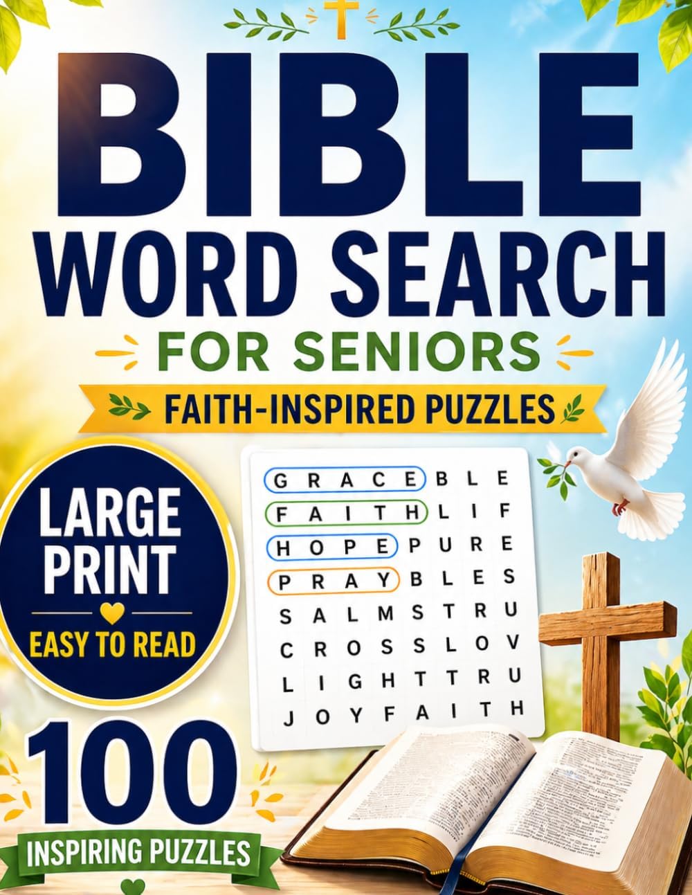 Extra Easy Large Print Bible Word Search for Seniors: Designed for Gentle Memory Support: Bible Stories, Faith, Prayer & Inspirational Themes 100 ... with Solutions (Brain Games Activities) by Viro View
